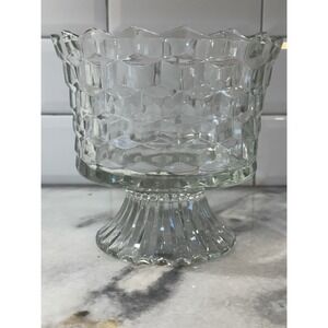 Whitehall ClearColon Cubist American Indiana Glass Footed Compote Dish set of  3